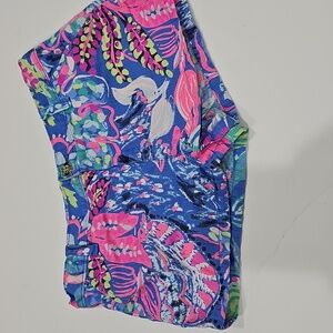 Lilly Pulitzer Shorts Girls 10 Blue Pink Tropical Beach Preppy Colorful Vacation